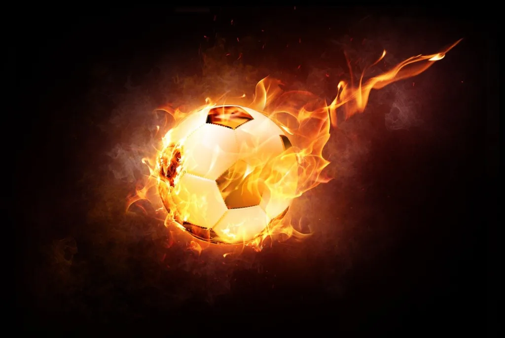football, ball, fire